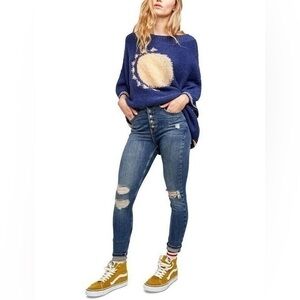 We the Free People Sabrina Super Skinny Distressed Buttonfly Denim Jeans